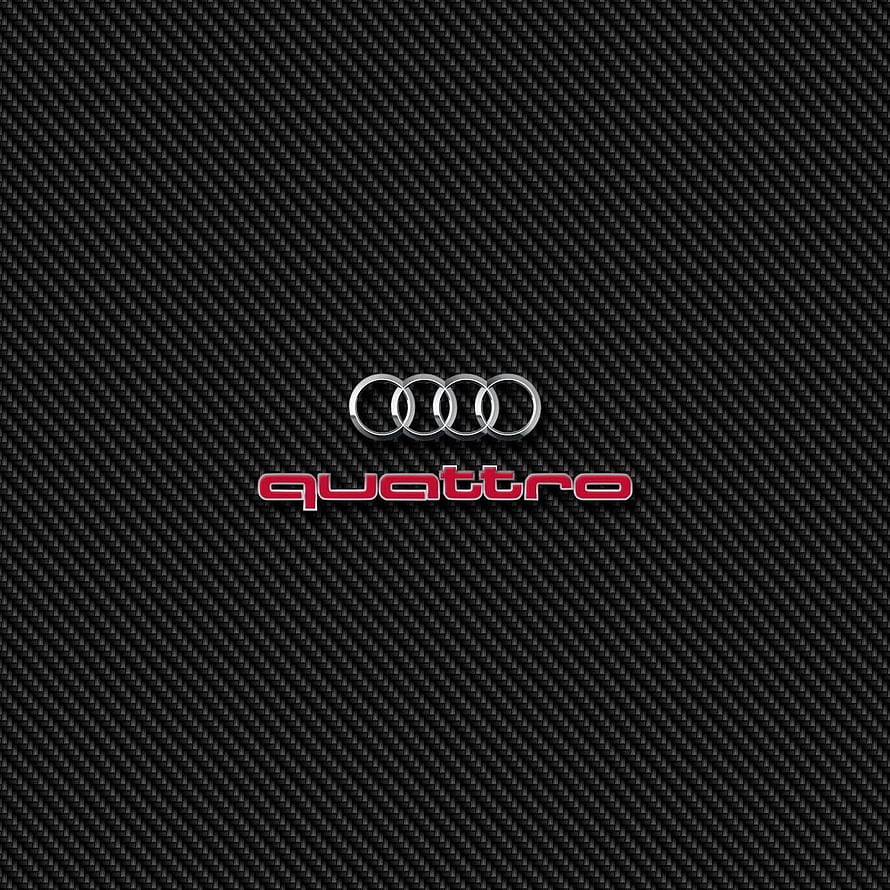 Audi Quattro Emblem on Dark Carbon Fiber Weave Pattern HD phone wallpaper