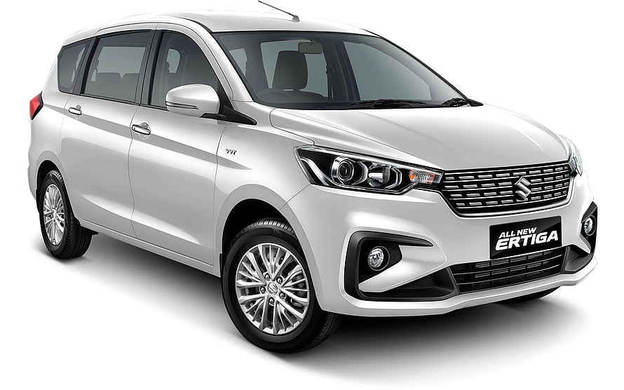 Silver Suzuki Ertiga MPV Front Three-Quarter Studio Shot HD wallpaper