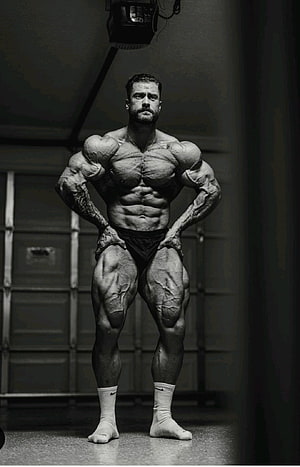 Cbum Bodybuilder Full Body Muscle Pose in Black and White HD phone wallpaper