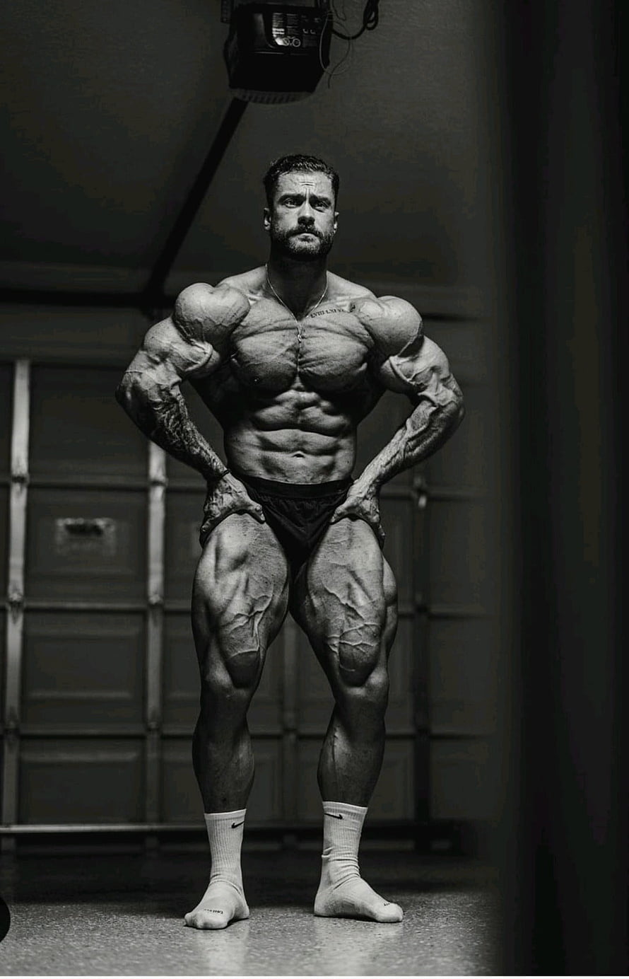 Cbum Bodybuilder Full Body Muscle Pose in Black and White HD phone wallpaper