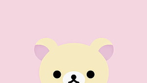 Korilakkuma Kawaii Bear Face on Soft Pink Background HD wallpaper