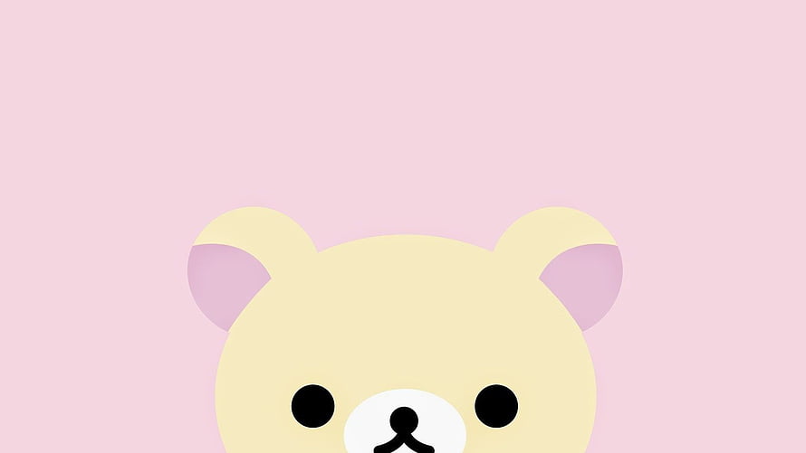 Korilakkuma Kawaii Bear Face on Soft Pink Background HD wallpaper