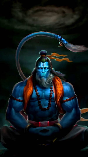 Lord Hanuman Meditating in Dark Fantasy Digital Art Style, Lord Hanuman Ji Ram Bhakt with HD phone wallpaper