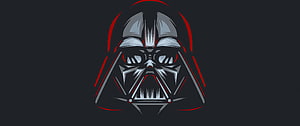 Darth Vader Minimalist Geometric Line Art with Red Accents on Dark Background HD wallpaper
