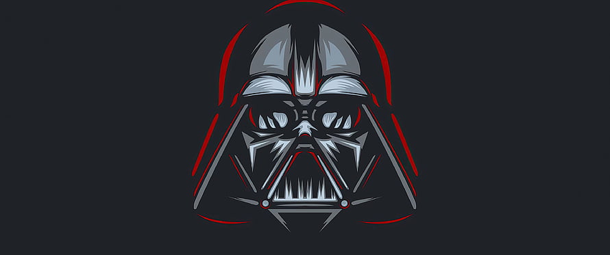 Darth Vader Minimalist Geometric Line Art with Red Accents on Dark Background HD wallpaper