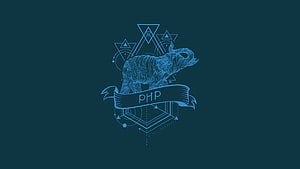 PHP Programming Language Emblem with Roaring Ram and Geometric Line Art on Dark Teal Background HD wallpaper