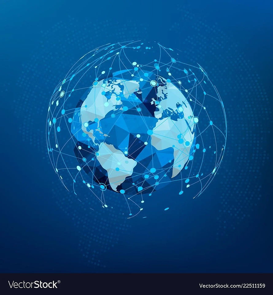 Polygonal Globe with Digital Network Connections and Data Nodes on Blue Background HD phone wallpaper