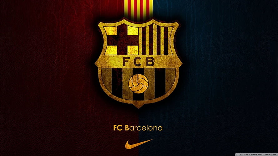 FC Barcelona Crest on Textured Maroon and Navy Background with Nike Swoosh HD wallpaper