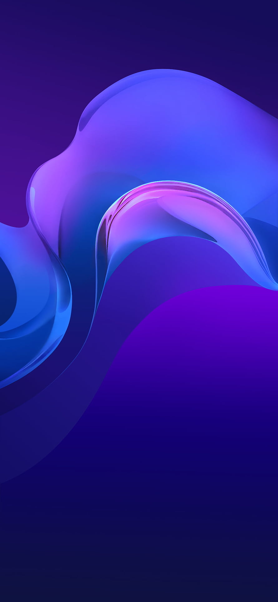 Vivo X27 Stock Wallpaper with Abstract Blue and Purple 3D Liquid Waves HD phone wallpaper