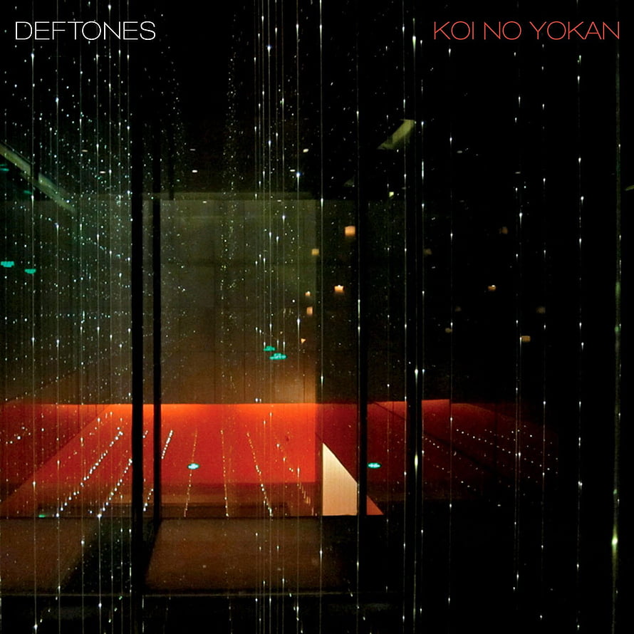 Deftones Koi No Yokan Album Artwork with Dark Abstract Rain and Red Geometric Shapes HD phone wallpaper