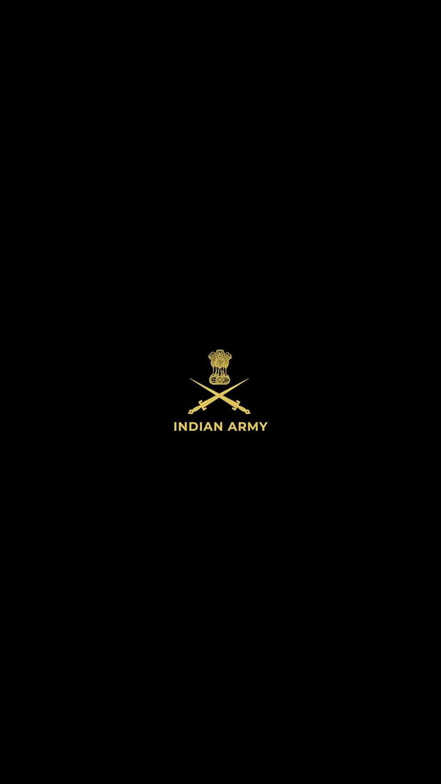 Indian Army Emblem with Ashoka Lion Capital and Crossed Swords on Black Background HD phone wallpaper