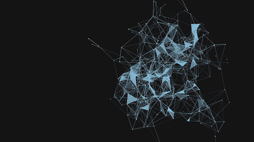 Abstract Geometric Network Mesh with Triangular Polygons on Dark Background HD wallpaper