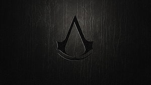 Assassin's Creed Dark Emblem on Textured Black Leather Background HD wallpaper