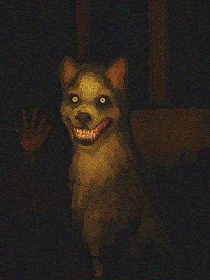 Smile Dog Creepypasta Horror Artwork with Glowing Eyes and Grinning Teeth HD phone wallpaper