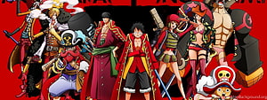 One Piece Red Force Crew Group Portrait Anime Illustration HD wallpaper