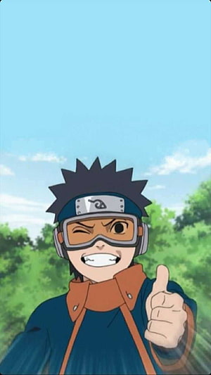Young Obito Uchiha Winking and Giving a Thumbs Up in Naruto Anime HD phone wallpaper