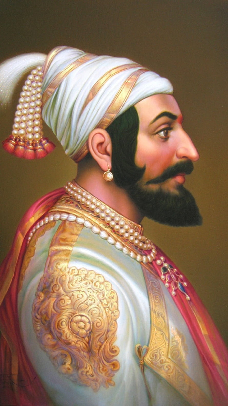 Shivaji Maharaj Portrait in Traditional Turban and Ornate Royal Attire HD phone wallpaper