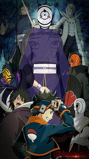 Naruto Uchiha Clan Members and Akatsuki Villains Anime Character Group HD phone wallpaper