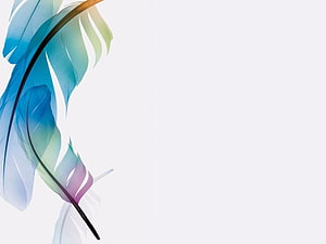 Watercolor Blue and Green Feather on White Background HD wallpaper