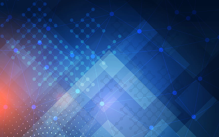 Abstract Blue Digital Network with Connected Nodes and Hexagonal Patterns HD wallpaper