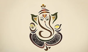 Stylized Ganesha Illustration With Ornate Patterns And Warm Earth Tones HD wallpaper