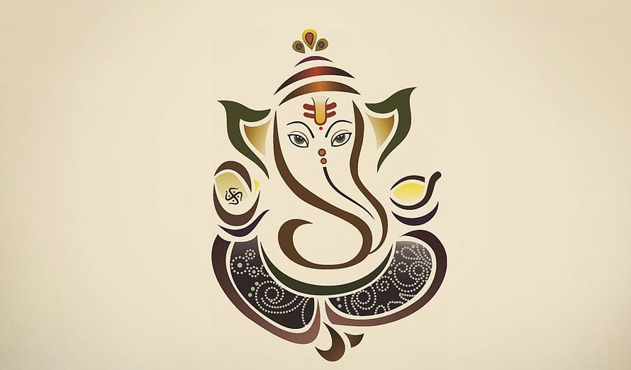 Stylized Ganesha Vector Illustration with Ornate Patterns and Warm Earth Tones HD wallpaper