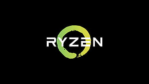 AMD Ryzen Logo with Green Ring on Black Background HD wallpaper