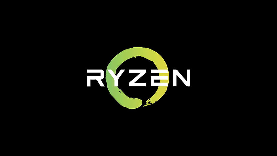 AMD Ryzen Logo with Green Ring on Black Background HD wallpaper