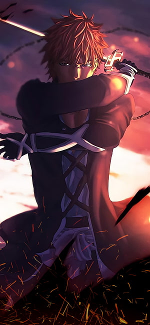 Ichigo Kurosaki in Dark Battle Stance with Chains and Sparks HD phone wallpaper