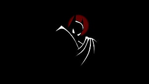 Batman Silhouette Against Red Moon on Black Background HD wallpaper