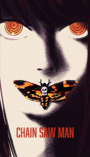 Chain Saw Man Anime Character Close-Up With Moth and Spiral Eyes HD phone wallpaper
