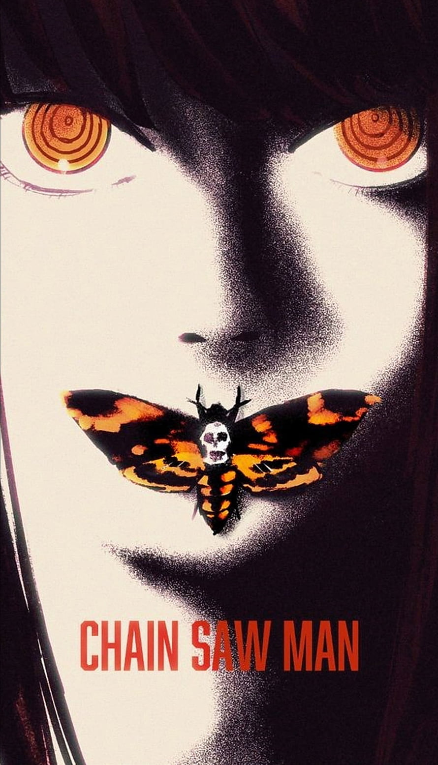 Chain Saw Man Anime Character Close-Up With Moth and Spiral Eyes HD phone wallpaper