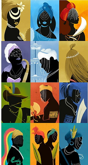 Umbanda Spiritual Figures in Vibrant Silhouette Art HD phone wallpaper