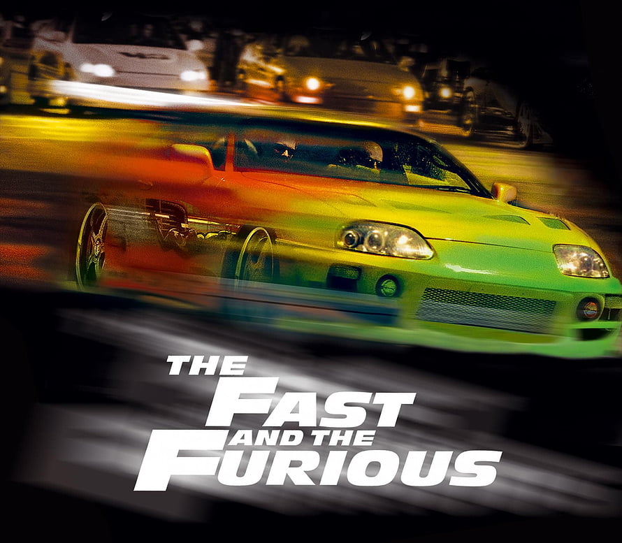The Fast and the Furious Movie Poster with Green Sports Car Night Street Race Scene HD wallpaper
