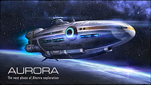 Subnautica Aurora Spacecraft Concept Art in Orbit Above Planet HD wallpaper