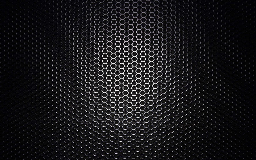 Dark Hexagonal Mesh Pattern with Central Glare and Abstract Geometric Texture HD wallpaper