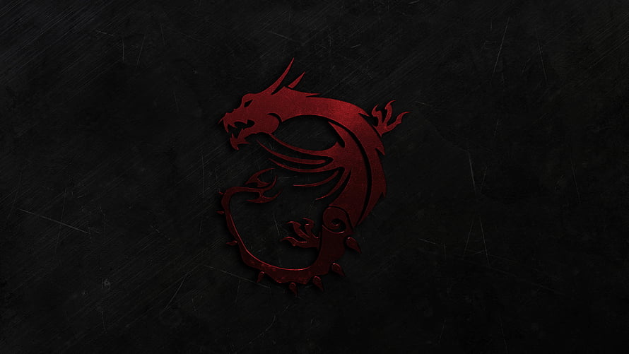 MSI Gaming Red Dragon Logo on Dark Textured Background HD wallpaper