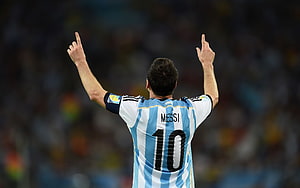 Lionel Messi Argentina National Team Number 10 Jersey Back View Celebration HD wallpaper