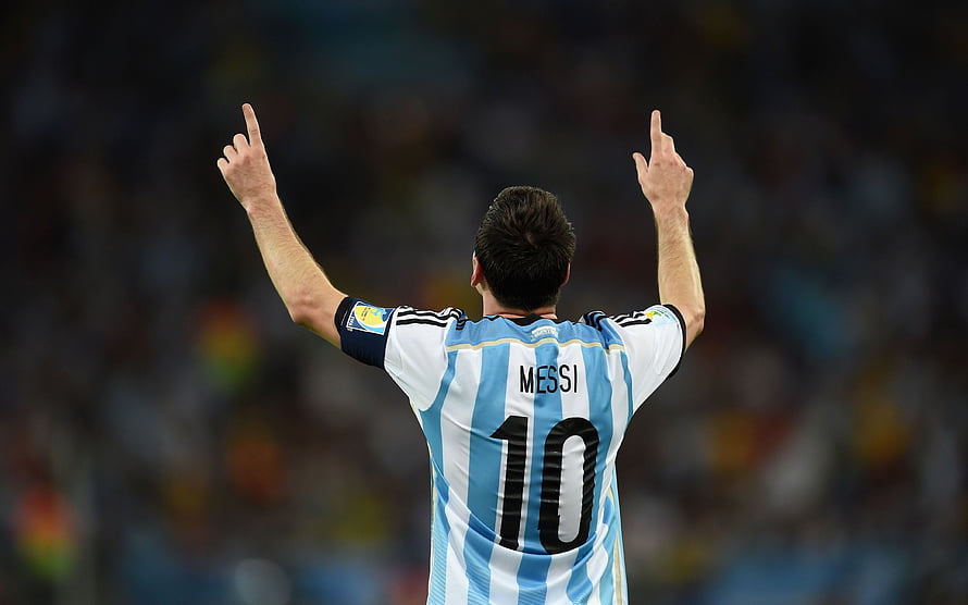 Lionel Messi Argentina National Team Number 10 Jersey Back View Celebration HD wallpaper
