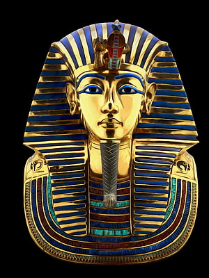Golden Pharaoh Mask with Blue Lapis Lazuli Stripes and Cobra Headdress HD phone wallpaper