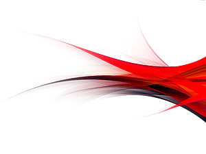 Dynamic Red and Black Abstract Flowing Ribbons on White Background HD wallpaper