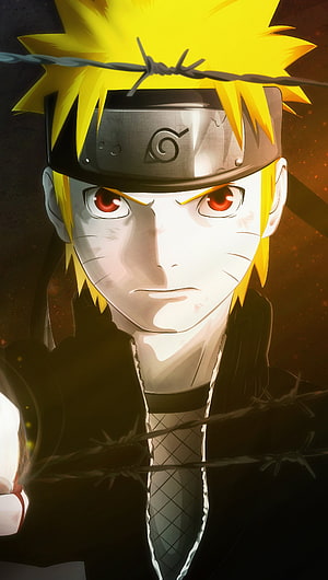 Naruto Uzumaki Anime Portrait With Spiky Blonde Hair and Red Eyes HD phone wallpaper