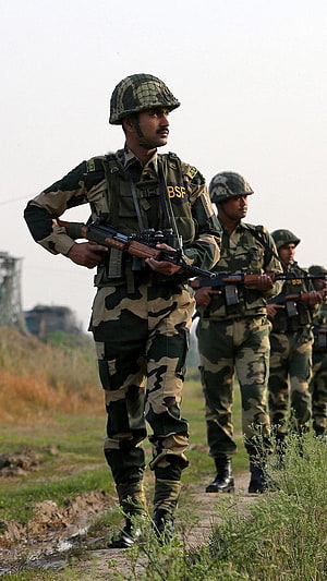 BSF Border Security Force Soldiers On Patrol In Camouflage Uniforms HD phone wallpaper