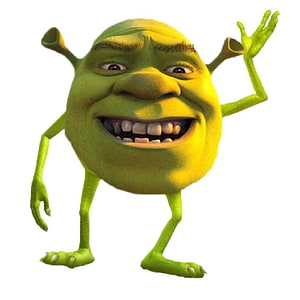 Shrek Character Rendered as a Green Alien with Three Eyes and a Wide Smile HD phone wallpaper