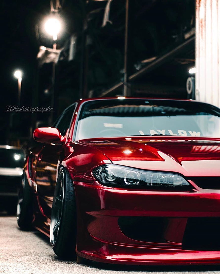 Red Nissan S15 Silvia JDM Stance Car Night Street Photography HD phone wallpaper