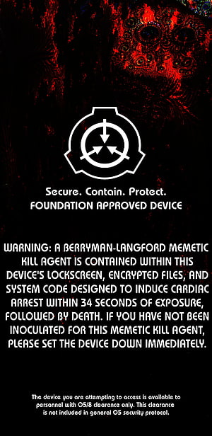 SCP Foundation Metic Kill Agent Warning Screen with Dark Red Fractal Background HD phone wallpaper