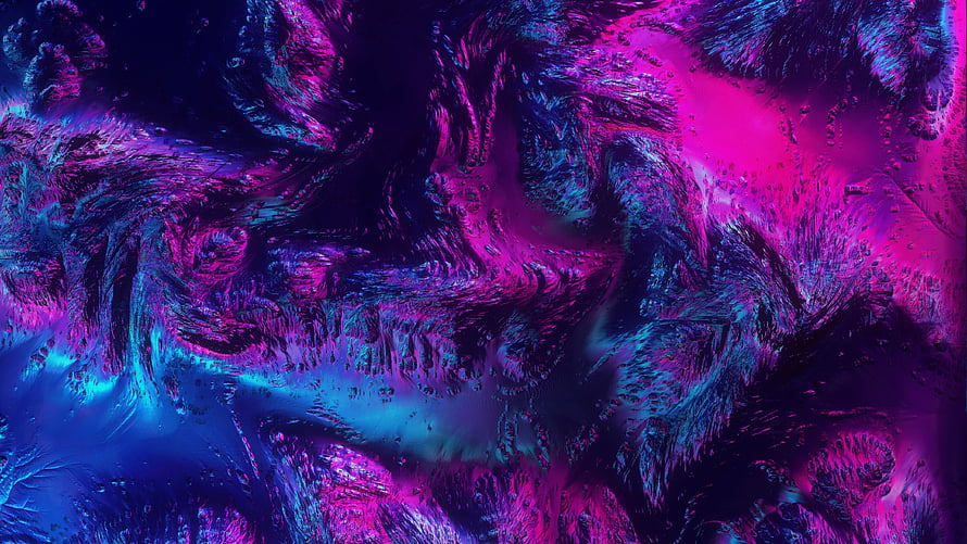 Vibrant Neon Abstract Texture with Swirling Magenta and Cyan Patterns HD wallpaper
