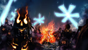 Genryusai Shigekuni Yamamoto Leading the Soul Reaper Army in a Dark Fantasy Battle HD wallpaper
