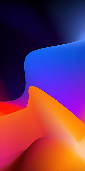 Vibrant Abstract Gradient Waves in Blue Purple and Orange on Dark Background HD phone wallpaper