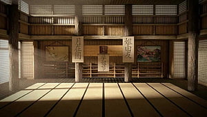 Traditional Japanese Dojo Interior With Tatami Mats And Wooden Architecture HD wallpaper